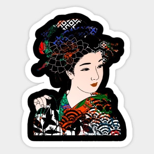 Japanese Geisha Chrysanthemum Kimono 105 Sticker